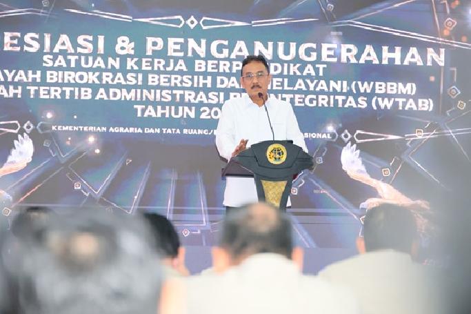 Satker ATR/BPN Raih 1 Predikat WBBM dan 31 WTAB, Bukti Komitmen Perbaikan Layanan Publik