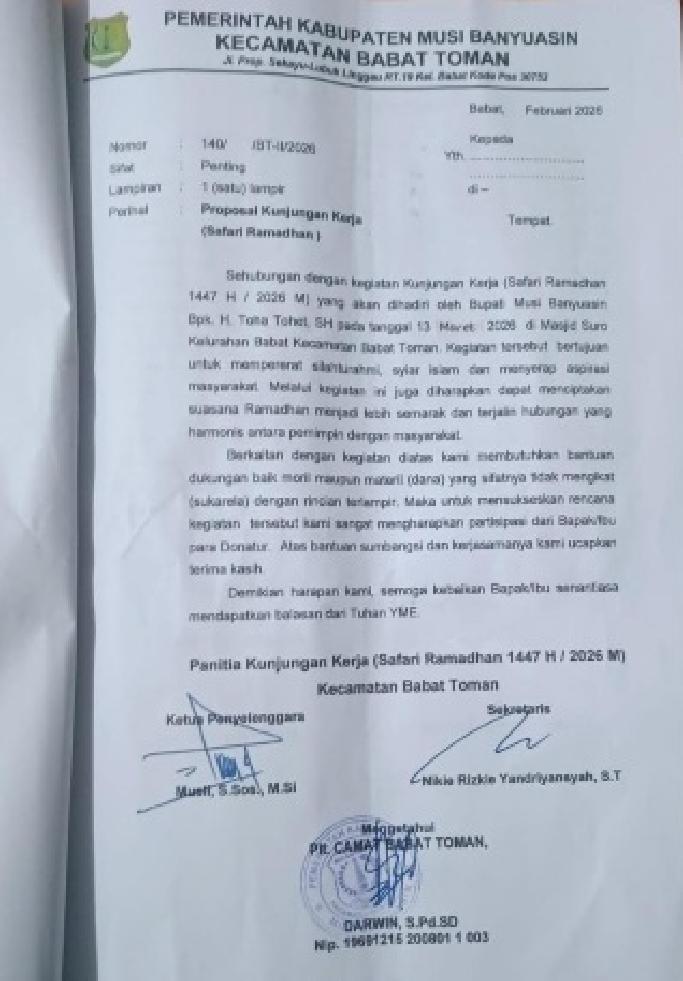 Penggalangan Dana Safari Ramadhan di Babat Toman Tuai Kritik Masyarakat
