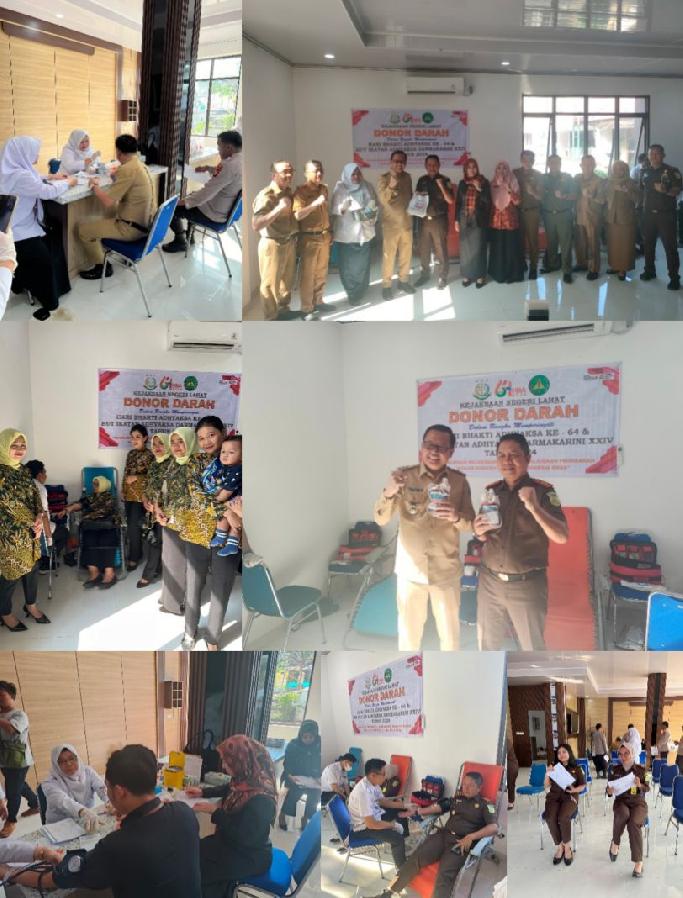 Sambut Hari Bhakti Adhyaksa ke-64, Kajari dan Pj Bupati Lahat Ikut Donor Darah