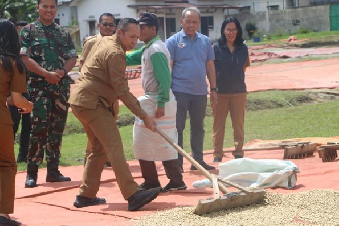 Bupati Taput Kunjungi Industri Pengolahan Kopi di Siborongborong