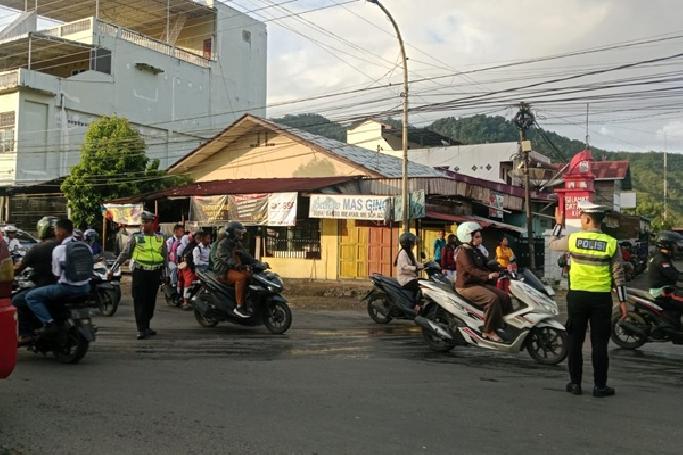 Polres Tapteng Gelar Pos Padat Pagi, Satlantas Fokus Cegah Kemacetan dan Laka Lantas