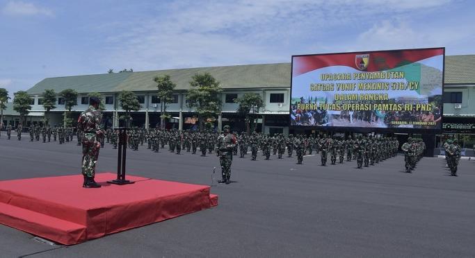 Kepala Staf Koarmada II Hadiri Upacara Penyambutan Satgas Yonif Mekanis 516/CY