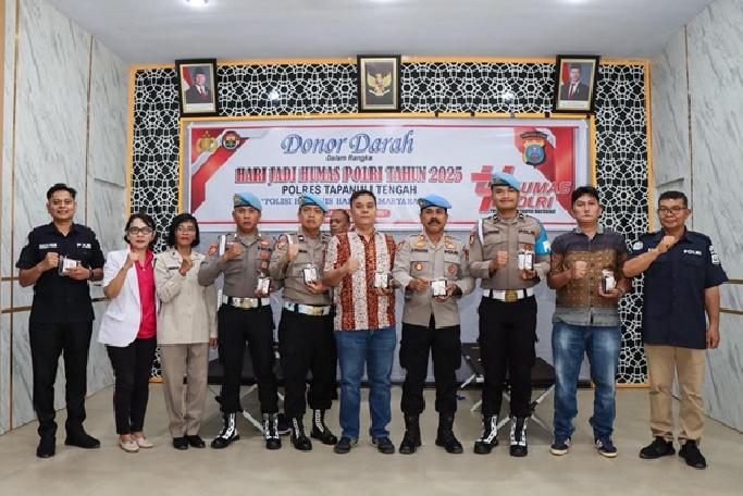 Polres Tapteng Gelar Donor Darah Peringati Hari Jadi Humas Polri ke-74